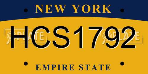 HCS1792 New York License Plate