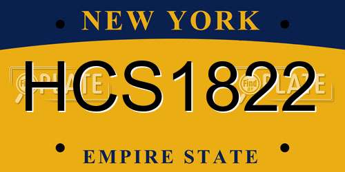 HCS1822 New York License Plate