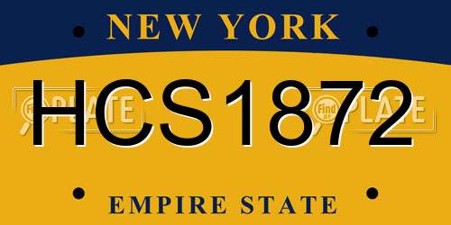 HCS1872 New York License Plate