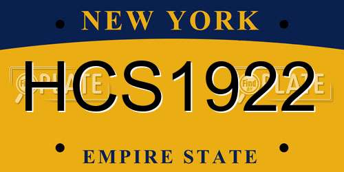 HCS1922 New York License Plate