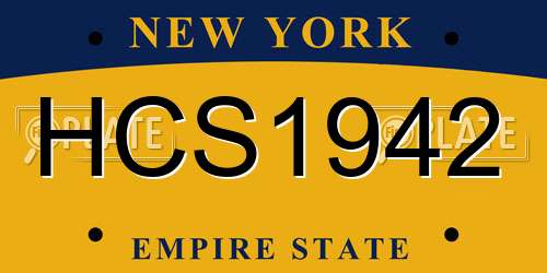 HCS1942 New York License Plate