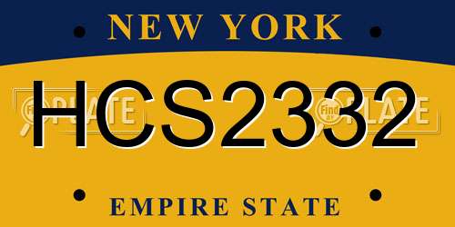 HCS2332 New York License Plate