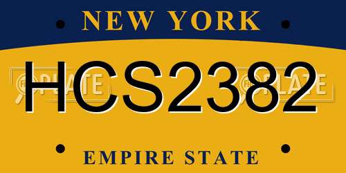HCS2382 New York License Plate