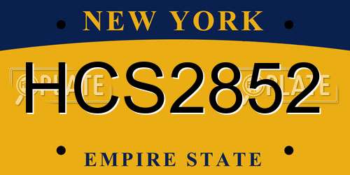 HCS2852 New York License Plate
