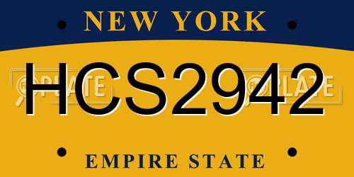 HCS2942 New York License Plate