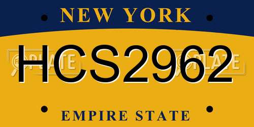 HCS2962 New York License Plate