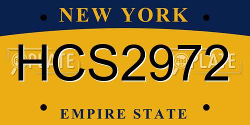 HCS2972 New York License Plate
