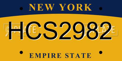 HCS2982 New York License Plate