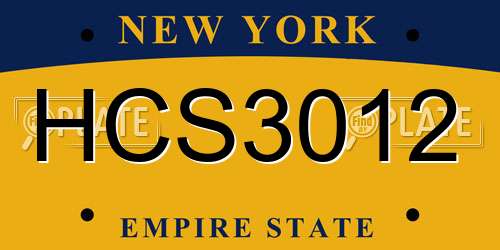HCS3012 New York License Plate