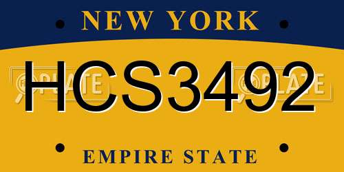 HCS3492 New York License Plate