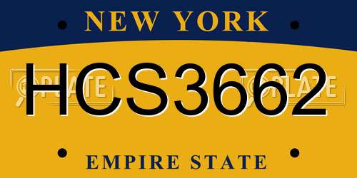 HCS3662 New York License Plate
