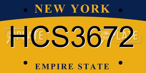 HCS3672 New York License Plate