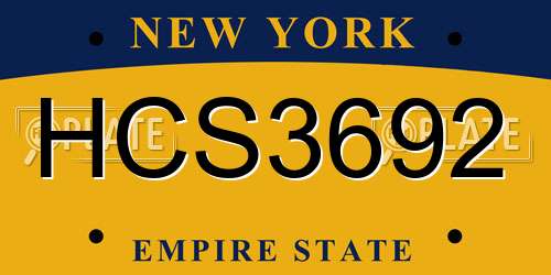 HCS3692 New York License Plate