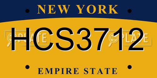 HCS3712 New York License Plate