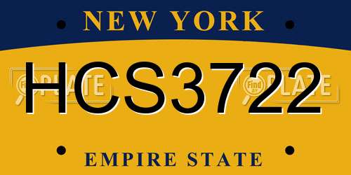 HCS3722 New York License Plate