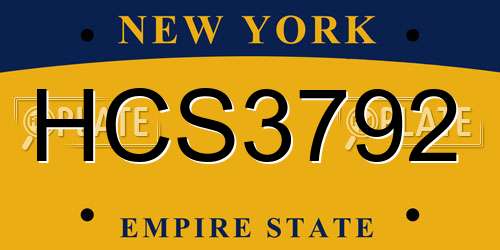 HCS3792 New York License Plate