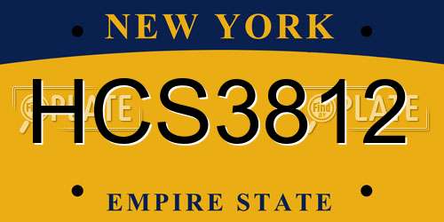 HCS3812 New York License Plate
