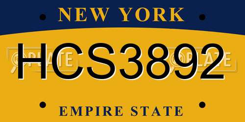 HCS3892 New York License Plate