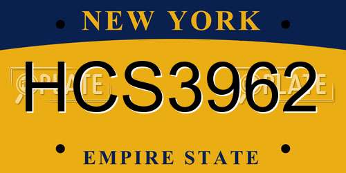 HCS3962 New York License Plate