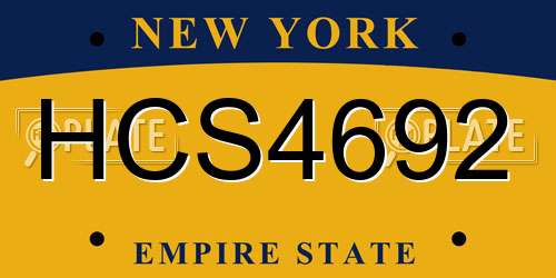 HCS4692 New York License Plate