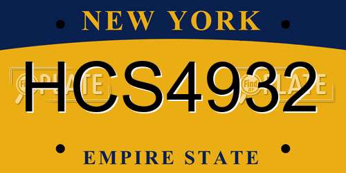 HCS4932 New York License Plate