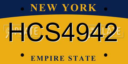 HCS4942 New York License Plate