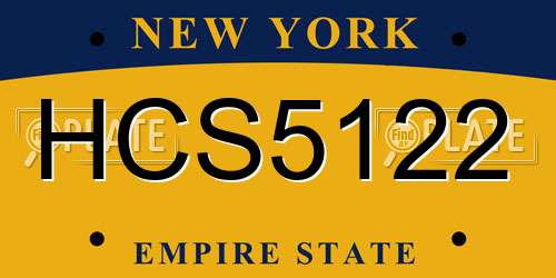 HCS5122 New York License Plate