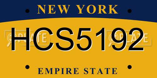 HCS5192 New York License Plate