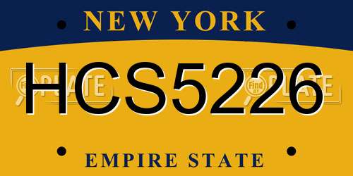 HCS5226 New York License Plate
