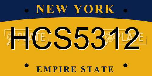 HCS5312 New York License Plate