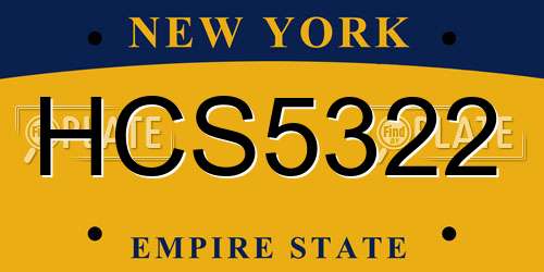 HCS5322 New York License Plate