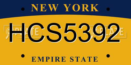 HCS5392 New York License Plate