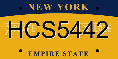 HCS5442 New York License Plate