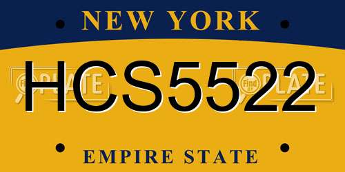 HCS5522 New York License Plate
