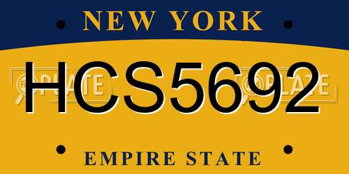 HCS5692 New York License Plate