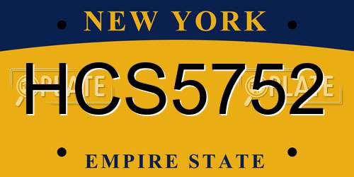 HCS5752 New York License Plate