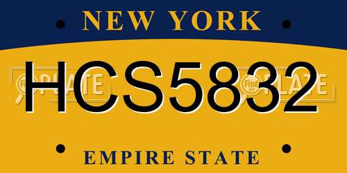 HCS5832 New York License Plate
