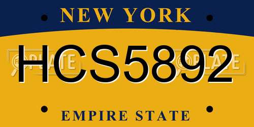HCS5892 New York License Plate