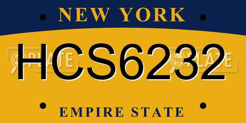 HCS6232 New York License Plate