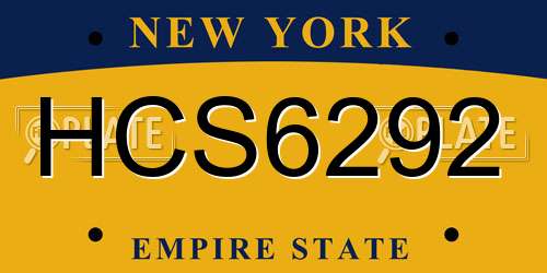 HCS6292 New York License Plate