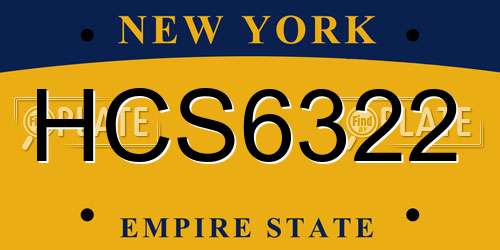 HCS6322 New York License Plate