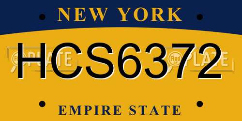 HCS6372 New York License Plate