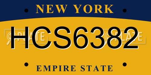 HCS6382 New York License Plate