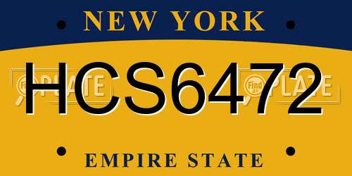 HCS6472 New York License Plate