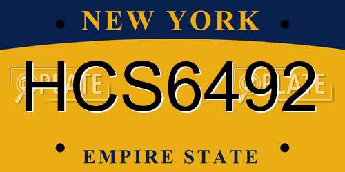 HCS6492 New York License Plate