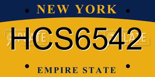 HCS6542 New York License Plate