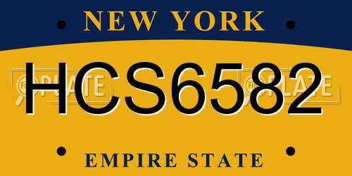 HCS6582 New York License Plate