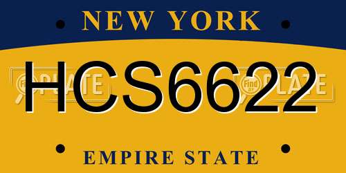 HCS6622 New York License Plate