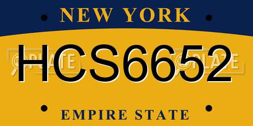 HCS6652 New York License Plate