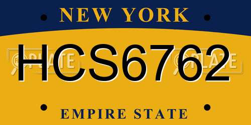 HCS6762 New York License Plate